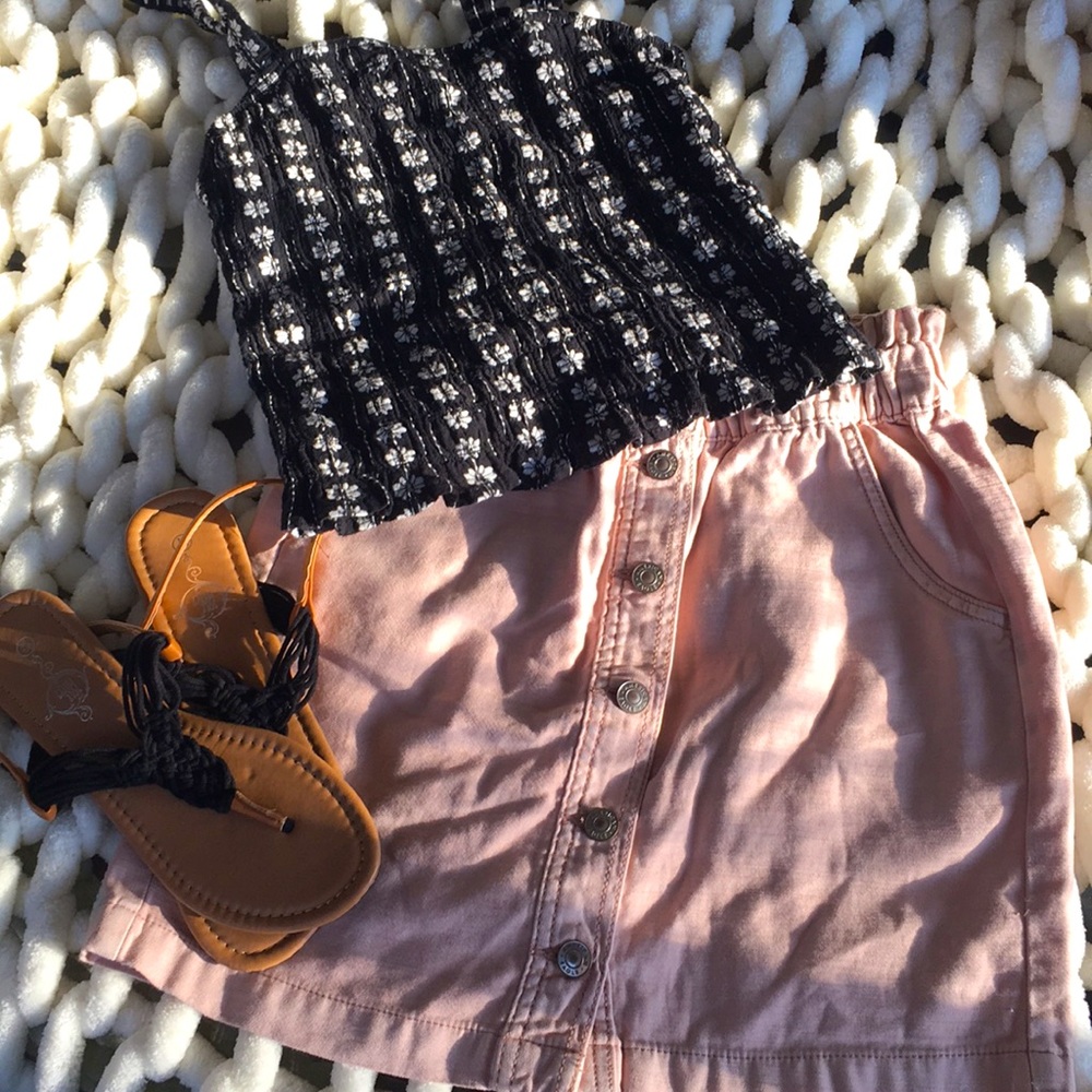 American Eagle Blush Linen-like Skirt 00